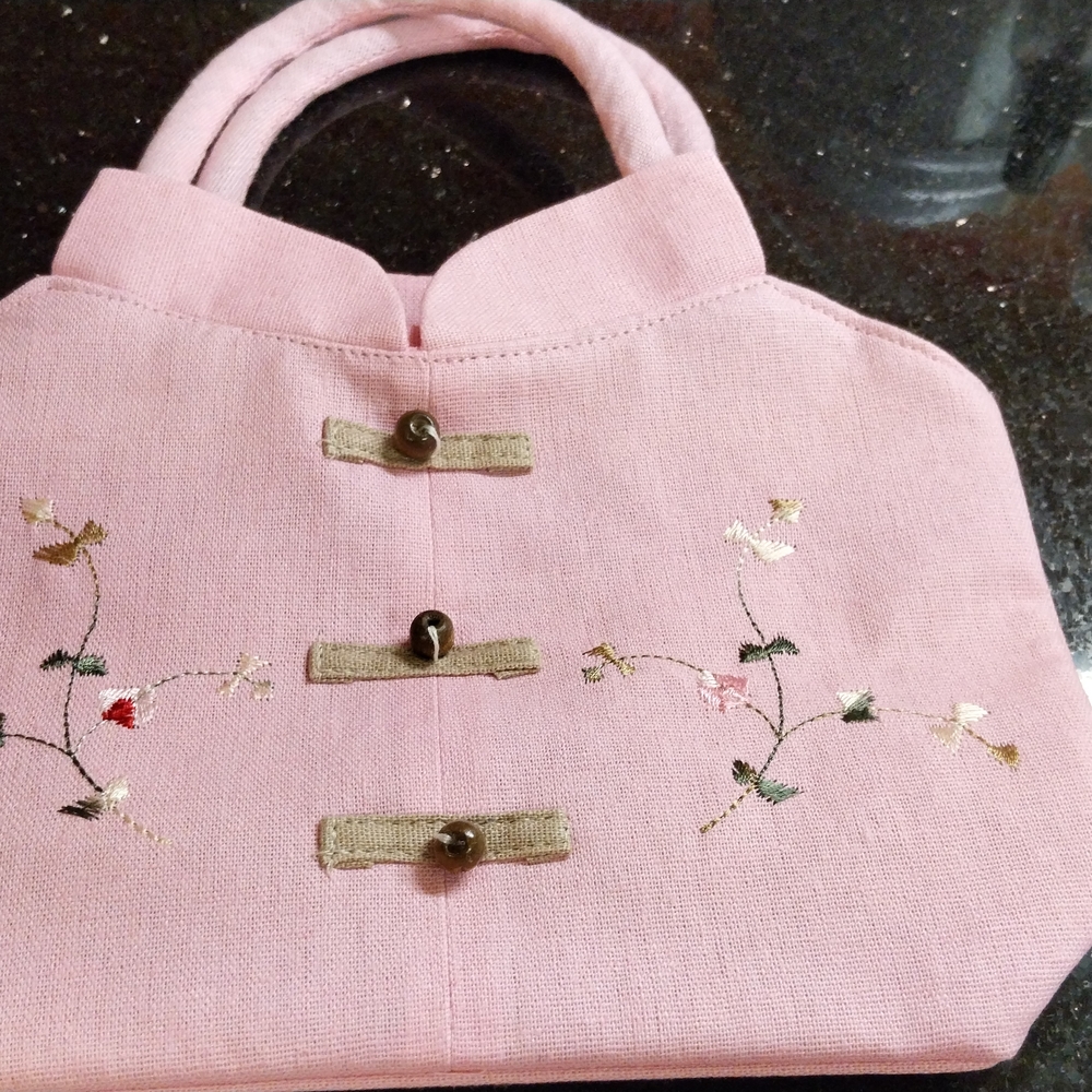 Elegant Pink Embroidered Women's Bag
